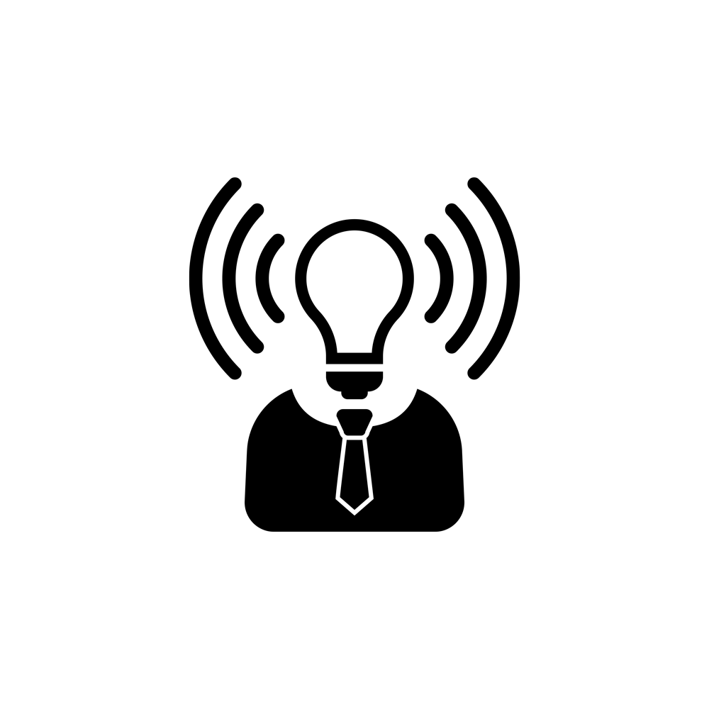 brand awareness icon, bulblight with radio signal